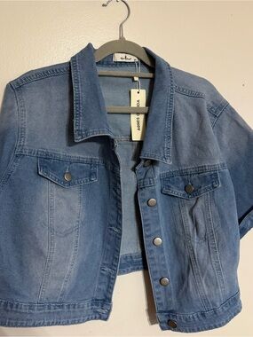 Agnes & Dora Medium Blue Denim Crop Jacket